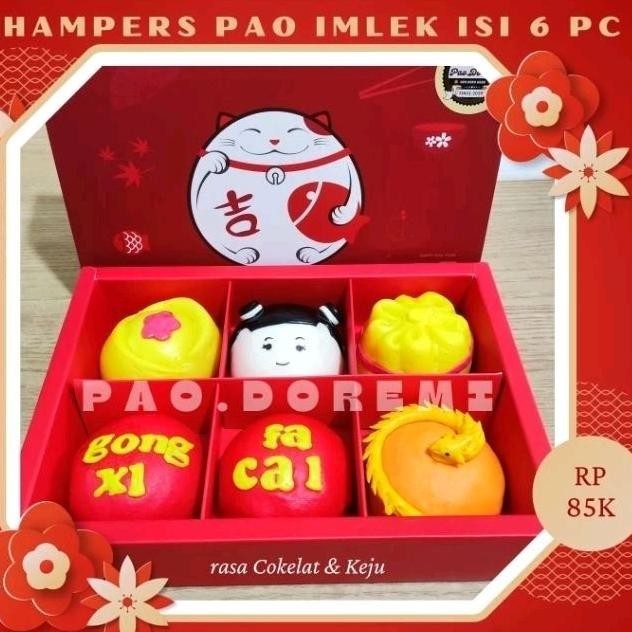 

PROMO MURAH Hampers Imlek 2024 Kue Pao isi 6pc isi Cokelat dan keju [READYSTOK]