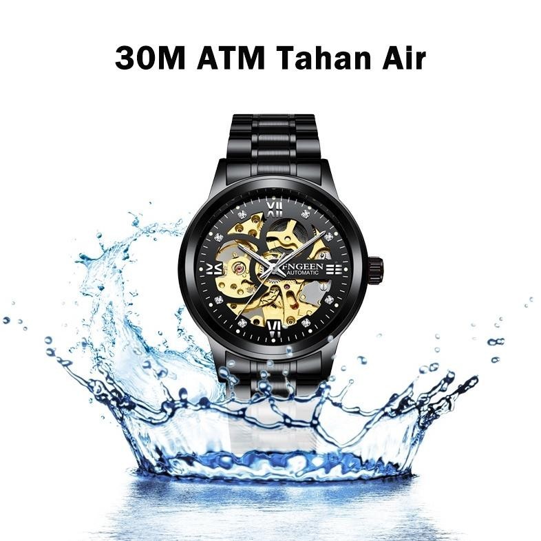 Promo FNGEEN 6018 Mekanik Otomatis Jam Tangan Pria Luxury Stainless Steel Original Anti Air Automatic Watch + Kotak Gratis Original