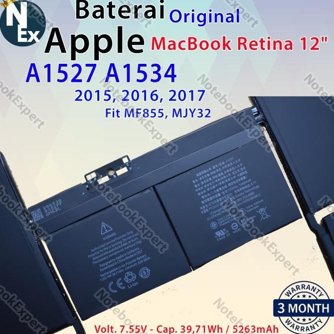 Baterai Apple Macbook A1527, A1534 Macbook Pro Retina Display 12"