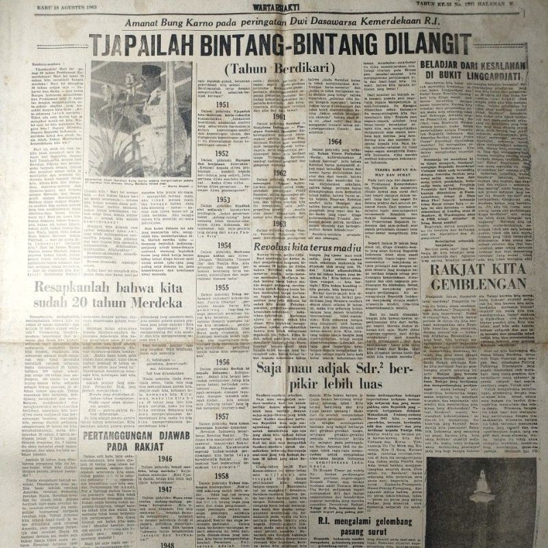 Koran Warta Bhakti Edisi Khusus 18 Agustus 1965 Original