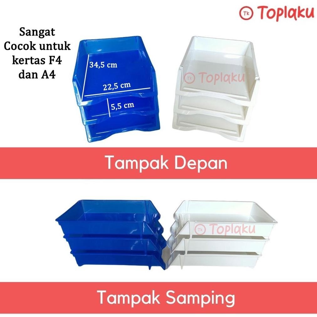 Cuci Gudang TOPLA Rak Dokumen Kertas HVS Paper Tray F4 3 Susun Meja ATK Kantor Belajar Kerja Minimal