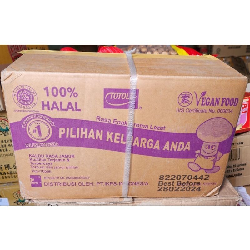 

1kg Totole Kaldu Rasa Jamur Mokoceng Vegan Food 1Dus 1Karton Isi 10Bungkus.