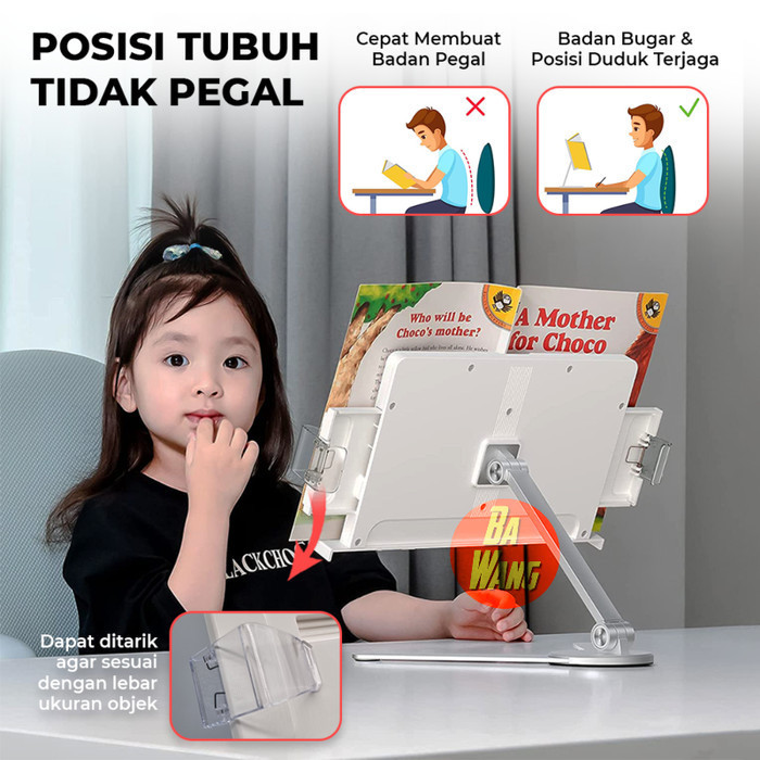 

Book Stand Standing Holder Dudukan Penjepit Sandaran Tatakan Buku