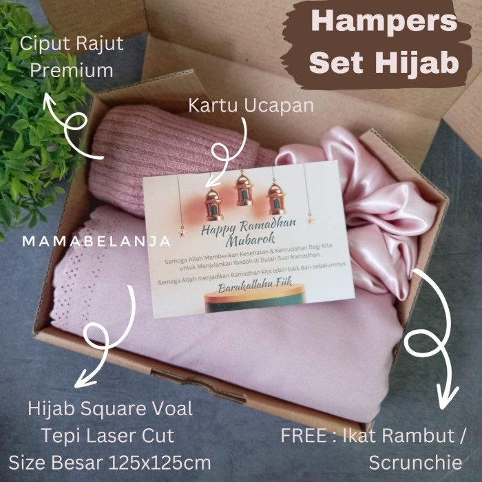 

Ready Hampers Premium Ramadhan series Set Hijab Segi Eempat Voal Square Gift