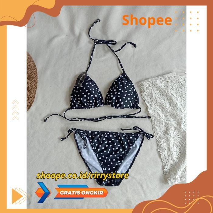 BIKINI PANTAI SEGITIGA IKAT BK 3301 HITAM DOT - BIKINI PANTAI SEGITIGA IKAT THE BEST SELLER 