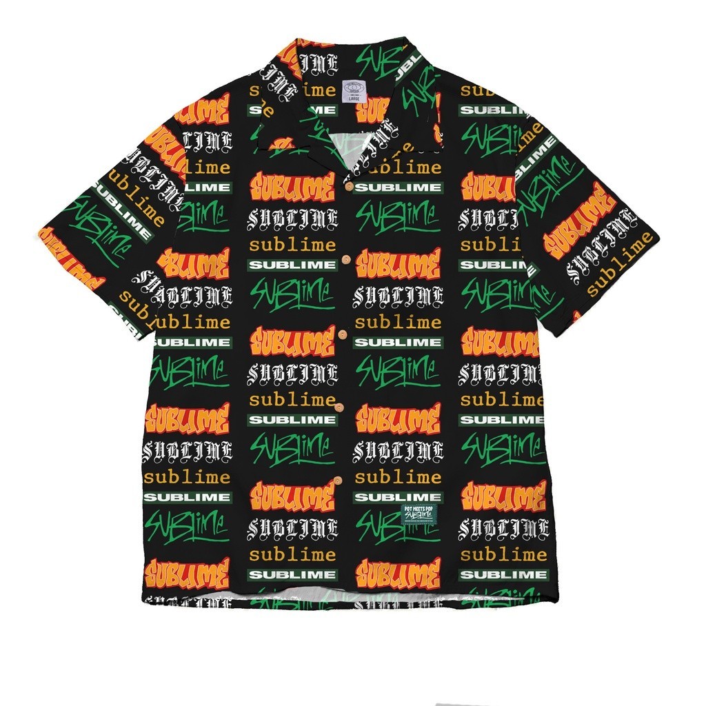 [ONLINE EXCLUSIVE] PMP X SUBLIME STACK UP ALOHA SHIRT BLACK