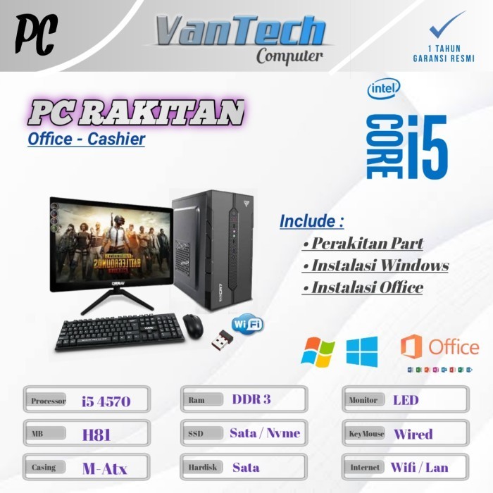PC CPU Komputer Rakitan Core i5 4570 Admin dan Office