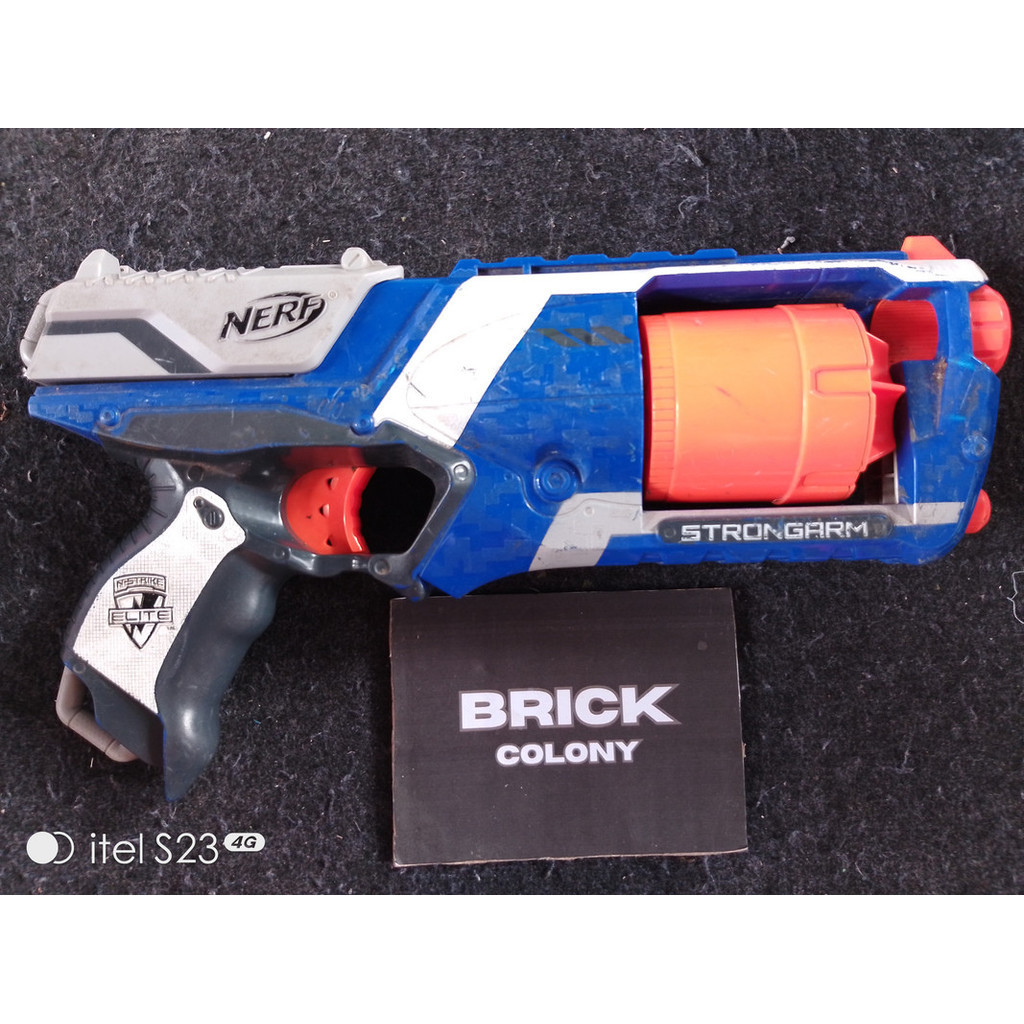 Nerf N-Strike Elite Strongarm var biru Tembakan Mainan Anak