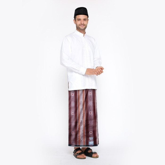 Sarung BHS Excellent Silver Motif Jacquard Songket Coklat 02