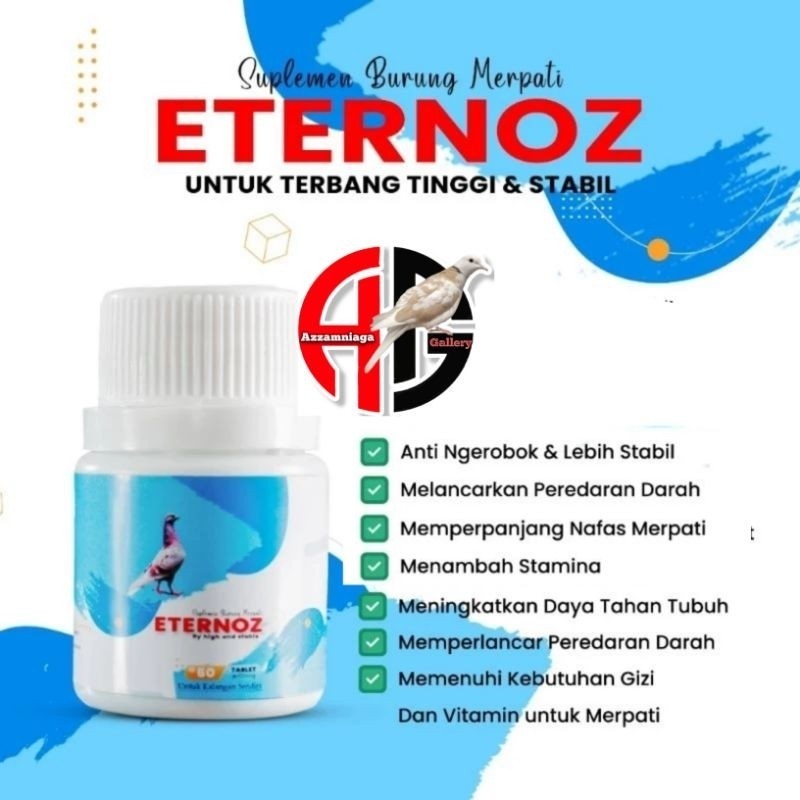 ETERNOZ JAMU MERPATI ETERNOZ  BIRU 1 BOTOL ISI 50 CAPSUL UNTUK MERPATI  TERBANG TINGGI DAN STABIL