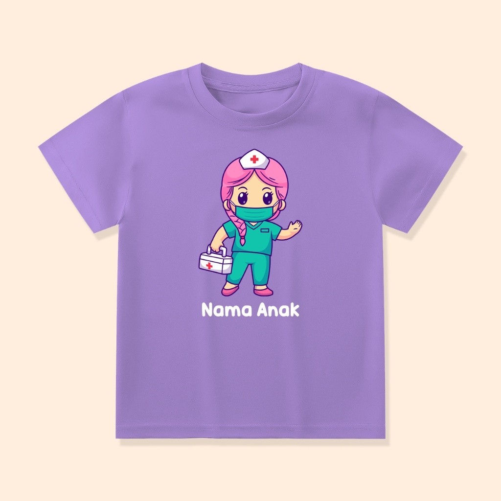 Baju Kaos Anak Kartun Anak Dokter Perawat Atasan Anak Laki - Laki Perempuan Unisex ANK-09 B