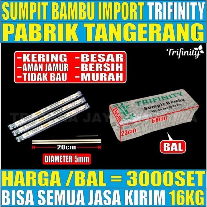 Sumpit Bambu Panda Trifinity Higienis Halus Ball Js Kirim Exp