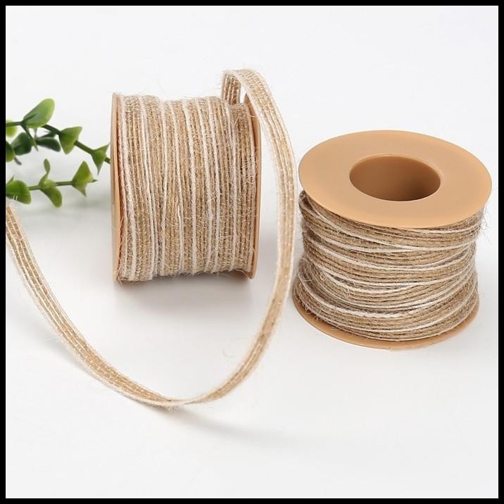 

HOT DEAL 5 MM TALI PITA GONI RAMI BURLAP RIBBON VINTAGE DEKORASI KADO 10 METER !!!