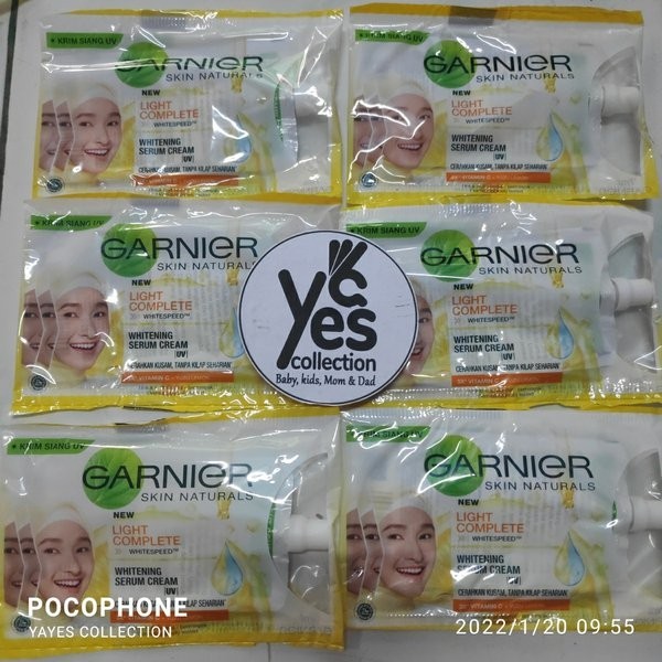 Garnier Krim UV Sachet 1 PCS Light Complete Kuning Pelembab Wajah Cream Muka Whitening Serum Cream