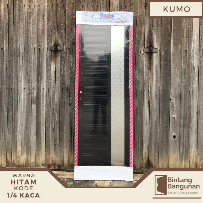 Terlaris Pintu Kamar Mandi Aluminium 70x200 KUMO 1/4 Kaca (Wood)