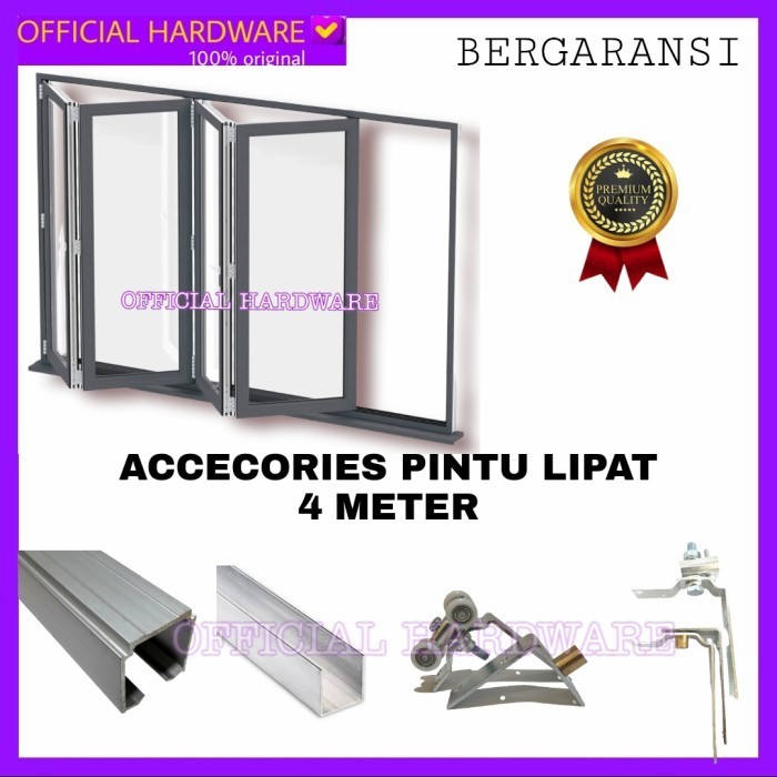 Terlaris rel pintu lipat 4 meter 1set lengkap componen pintu lipat folding gate