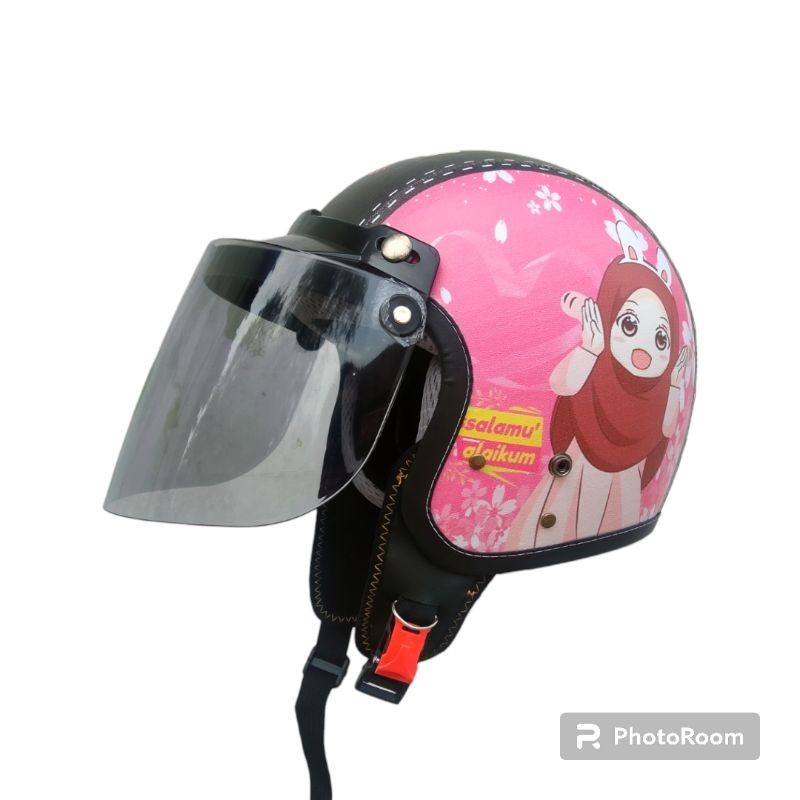 LIMITID EDITION HELM BOGO RETRO ANAK KARAKTER HIJAB USIA 7-12 TAHUN BISA CODbogo junior/bogo anak/bo