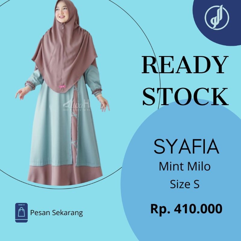 Gamis set syafia mint milo by alwa hijab / gamis set branded / gamis alwa hijab ORI