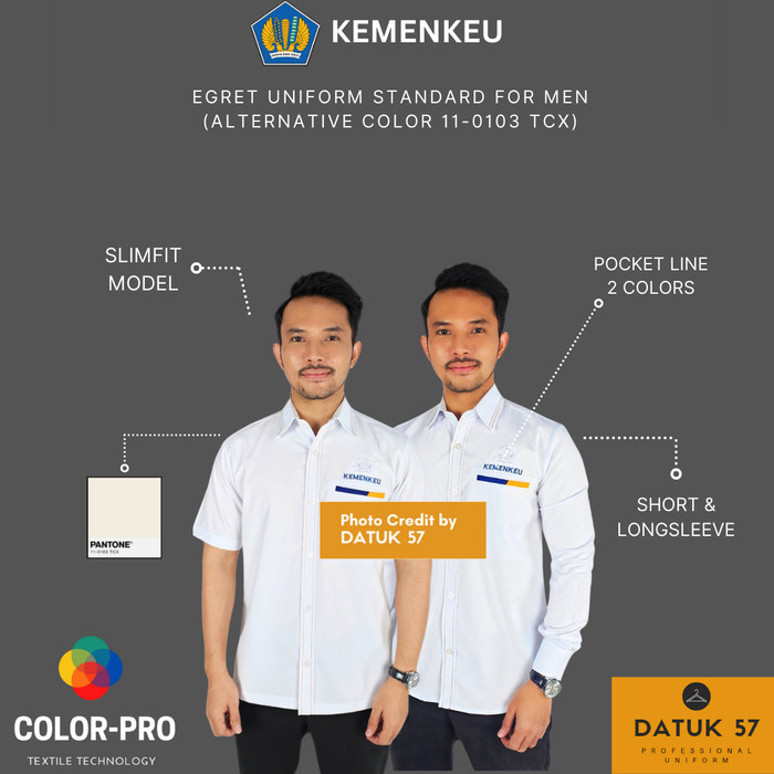 Diskon Seragam Kemeja Kementerian Keuangan Kemenkeu Putih Tulang (Pria)