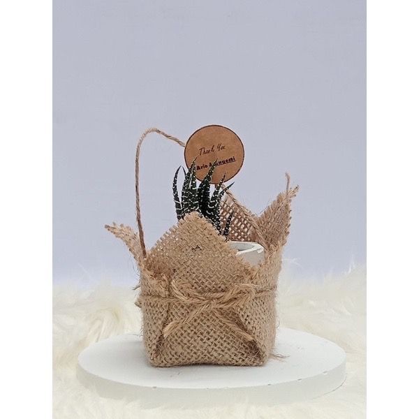 SPACEUS SOUVENIR SUKULEN - POT SEMEN MINI BURLAP/KAIN GONI