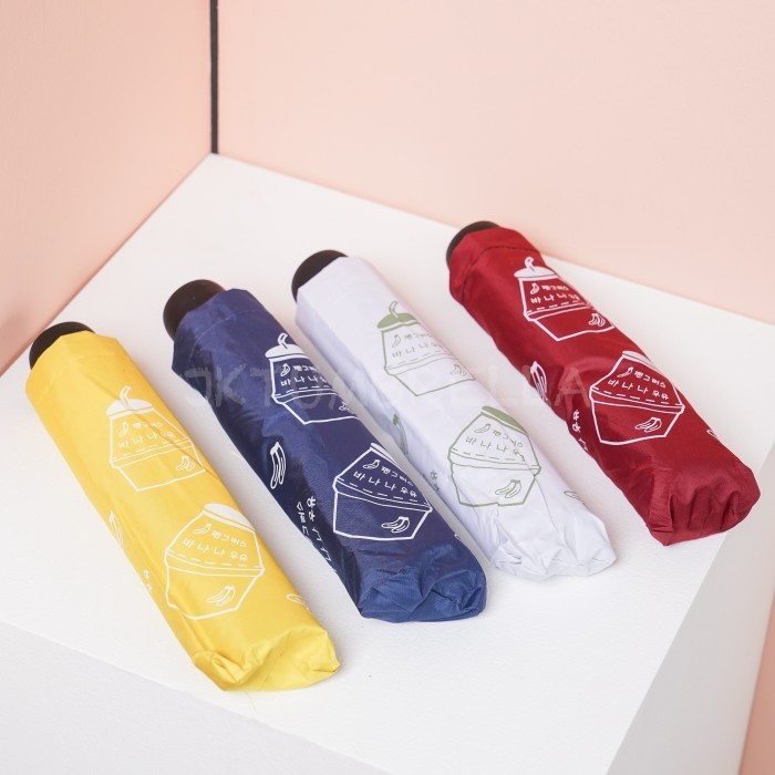 Payung Lipat 3 Banana Milk Korea / Lapis Hitam Anti Uv / Grc - L05