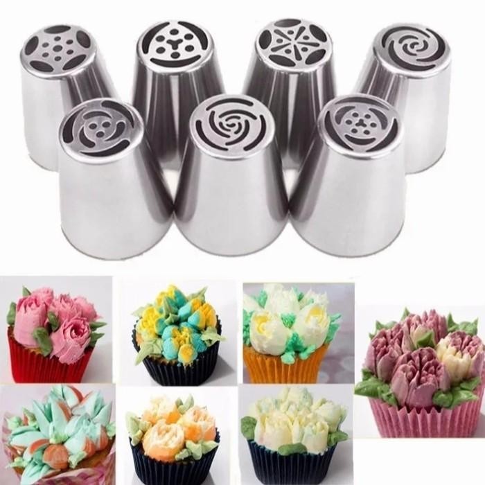 Spuit Kue Rusia 7 Pcs( Motif Bunga Tulip)