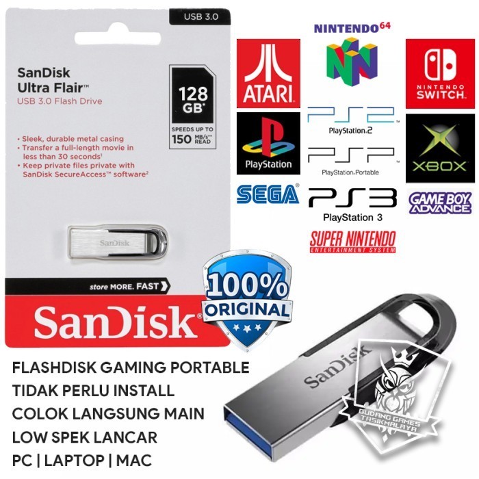 Flashdisk Gaming Portable - 128 Gb - Full Games