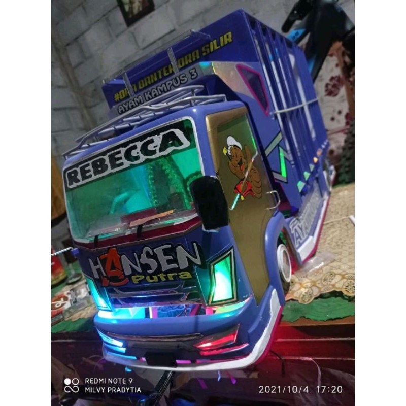 Miniatur truk oleng kayu asli jumbo p 42 cm new Wahyu abadi full lampu leed