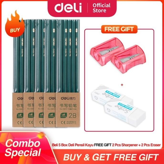 

Terjangkau - COMBO SUPER HEMAT (Deli Graphite Pencil / Pensil Kayu 2B Isi 10)