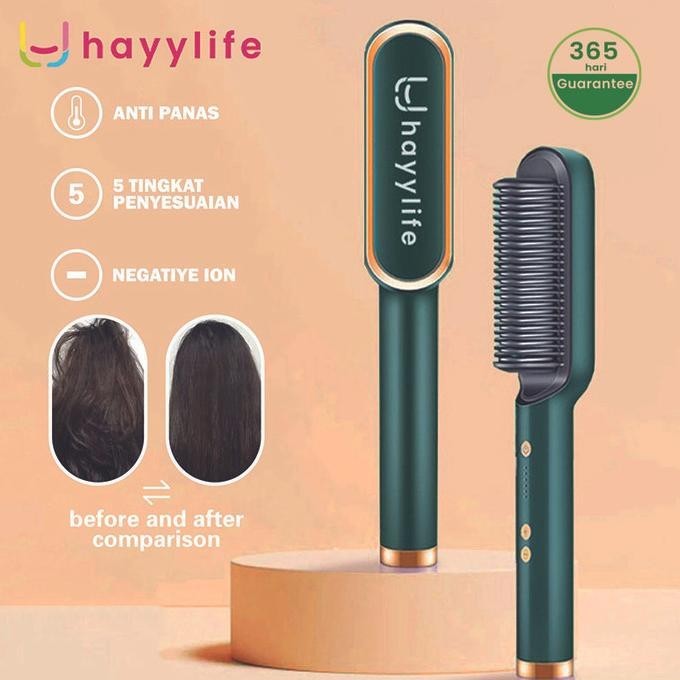 Hayylife Catok Sisir 2In1 Pelurus Rambut Hair Straightener Curler