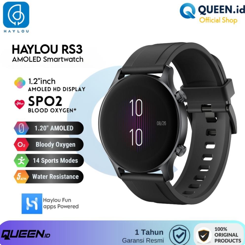 "Elegan, Nyaman, Memukau." Haylou RS3 LS04 SmartWatch GPS AMOLED Display SpO2 WaterProof - Smart Wat