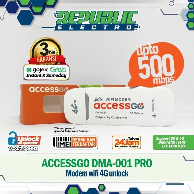 BARANG TERLARIS ACCESSGO DMA-001 PRO MODEM WIFI 4G LTE (UNLOCK ALL OPERATOR)