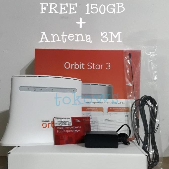 BARANG TERLARIS MODEM WIFI TELKOMSEL ORBIT STAR 3 ZTE MF283U FREE 150GB + Antena 3M