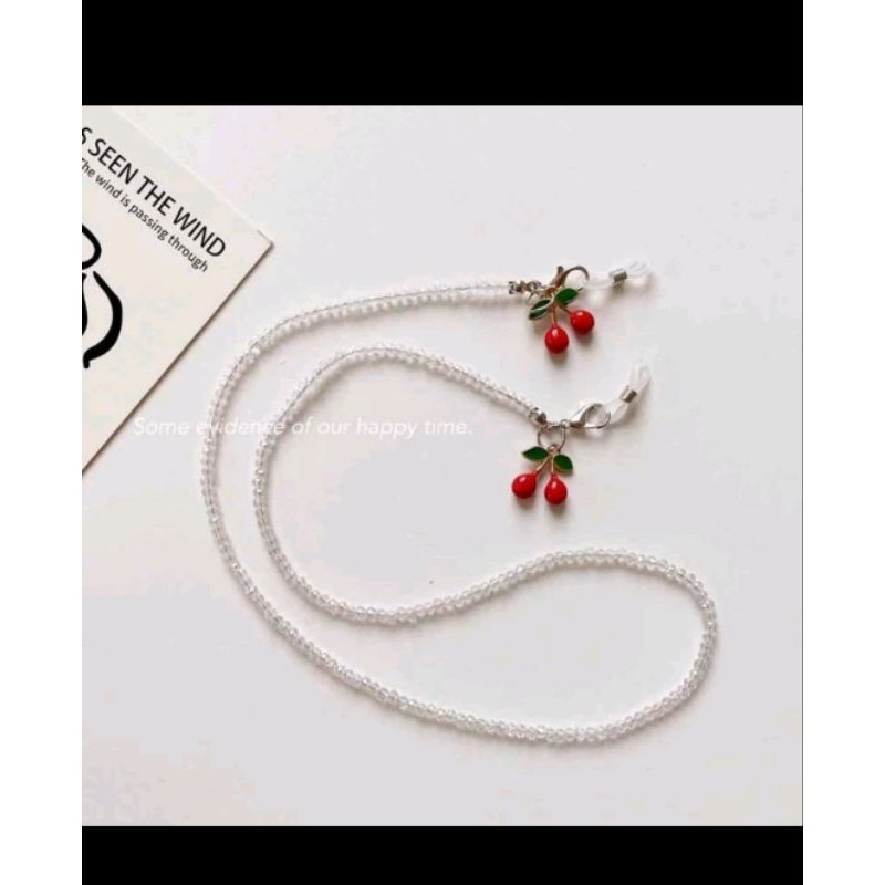 Strap Masker 2in1 Rantai Kacamata Manik Cherry Mawar Elegant Lucu Manik Import Korea Style
