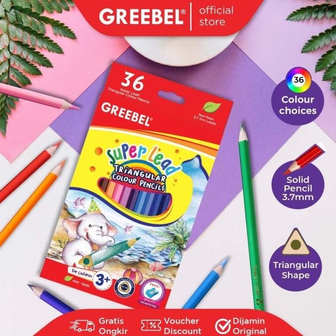 

Update! GREEBEL PENSIL WARNA 3736 SUPER LEAD ISI 36 Colouring Color Pencil