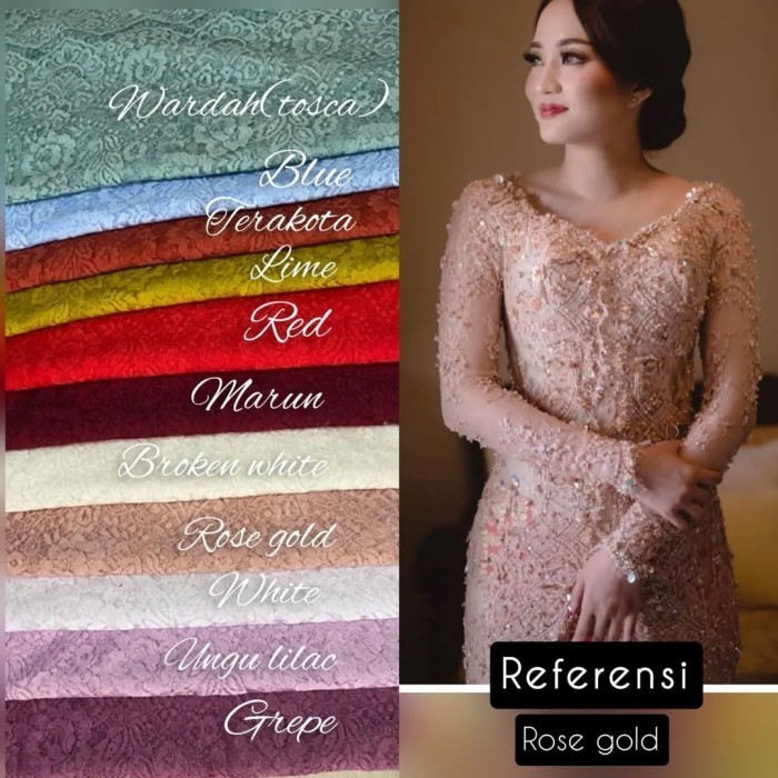 Naenggo Bahan Kebaya Kain Brokat Semi Prancis Solstiss Motif Fatmawati