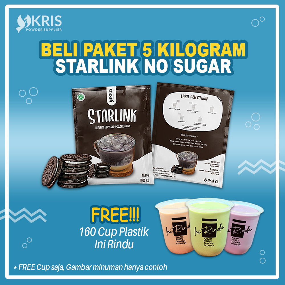 

Paket 5 Kg Bubuk Minuman Starlink No Sugar FREE 160 CUP INI RINDU