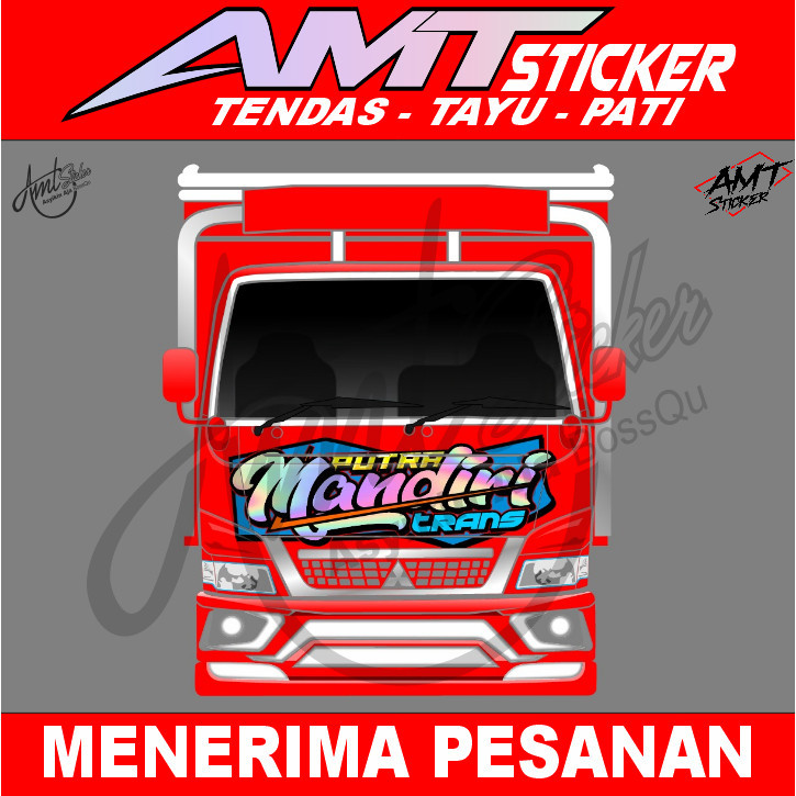 [ONLINE EXCLUSIVE] Stiker Kabin Depan Truk Canter - Sticker Tulisan Hologram - Bisa Custom/Request