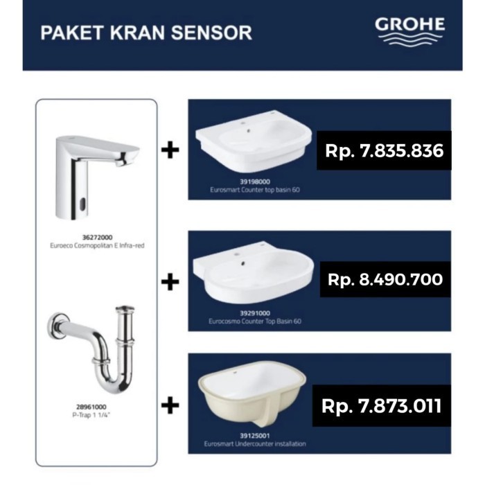 GROHE - Paket Kran Sensor & Wastafel (Gambar 3)