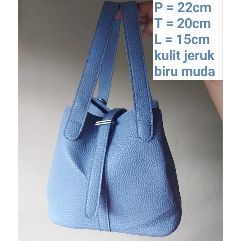 tas pesta handbag picotin free pouch biru muda