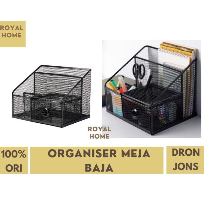 

Ikdronjons Kotak Penyimpanan Meja Tempat Atk Steel Desk Organizer