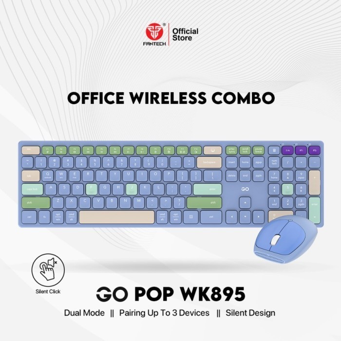 Promo Fantech Wk895 Wireless Keyboard Mouse Combo Gopop Silent Bs Bluetooth