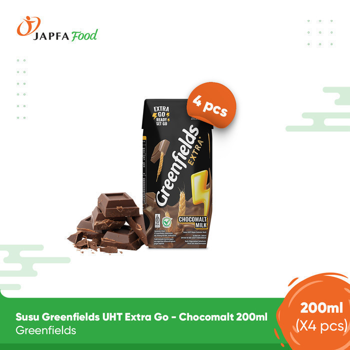 

Greenfields Susu UHT Extra Go - Chocomalt 200ml - isi 4pcs- 100% Fresh Milk dari Greenfields Farm