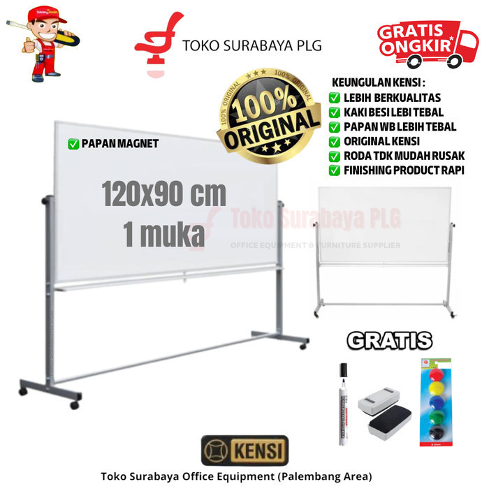 

Standing Whiteboard Papan Tulis Kaki Roda Kensi 120X90 Cm 1 Muka