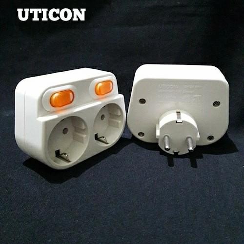 STOP KONTAK SAKLAR STEKER ARDE UTICON 2 LUBANG LAMPU INDIKATOR