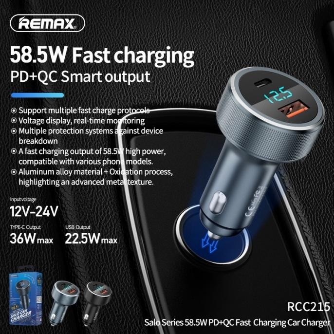 Remax Salo Charger Mobil 58.5W Pdhqc Fast Charging Car Charger Rcc215