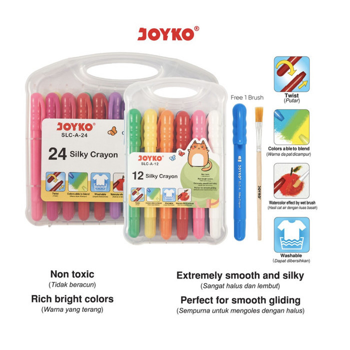 

Jualan Silky Crayon Krayon Halus Joyko Slc-A-12 Warna Colors Promo