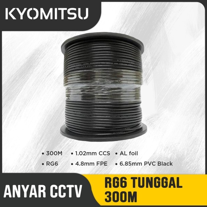KABEL CCTV COAXIAL RG6 TUNGGAL KYOMITSU 300M BAGUS