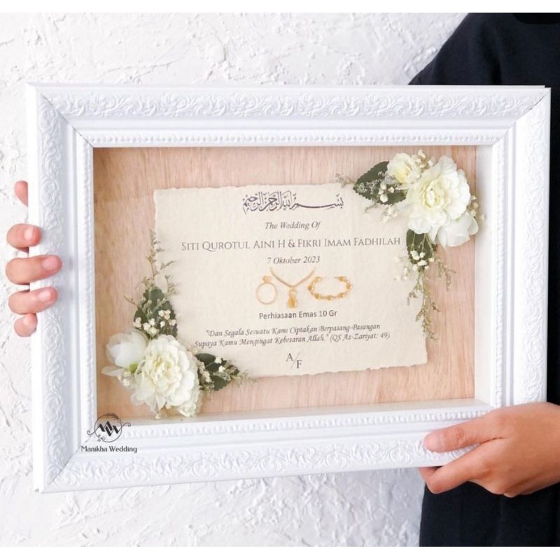 MAHAR FRAME RUSTIC / RUSTIK / BINGKAI MAHAR SIMPLE / MAS KAWIN PERNIKAHAN EMAS BATANGAN LOGAM MULIA 
