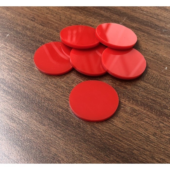<<<<<] acrylic / akrilik warna merah bulat 3cm tebal 3mm
